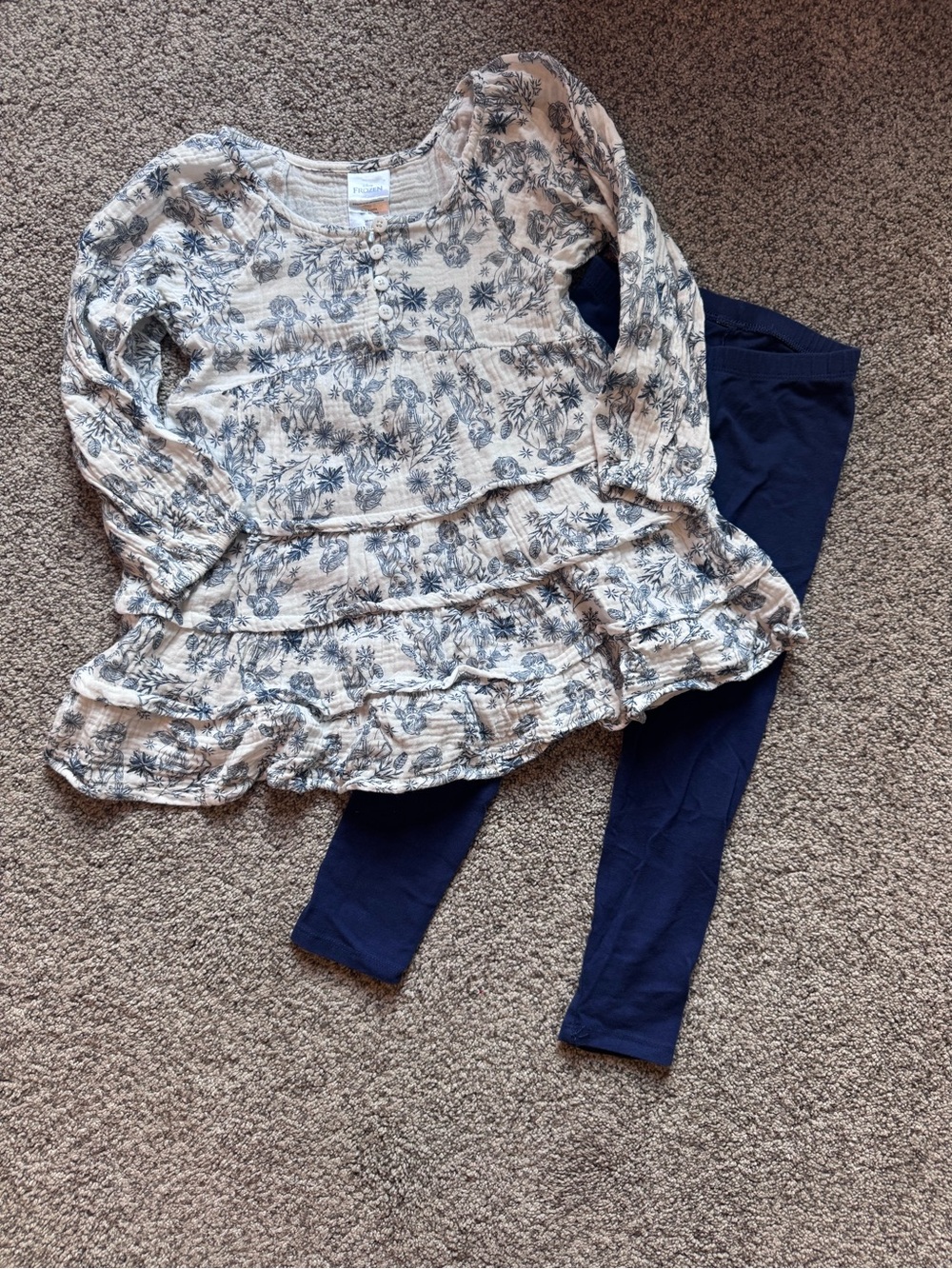 Floral Tiered Tunic Top - Navy/Cream - Kids